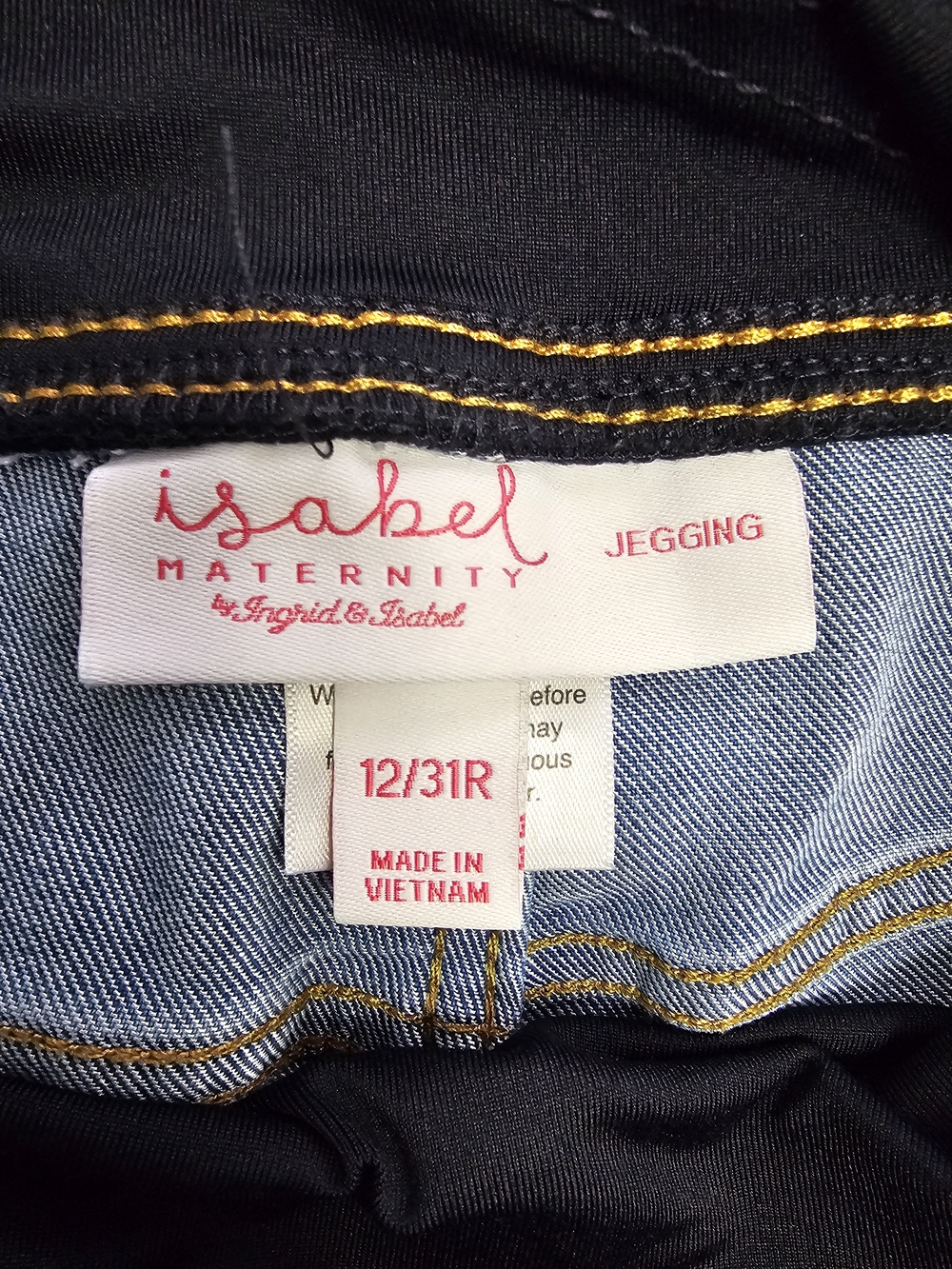 Isabel Maternity by Ingrid & Isabel Blue Denim Jeans with Black Overband (#79) - Picture 2 of 6